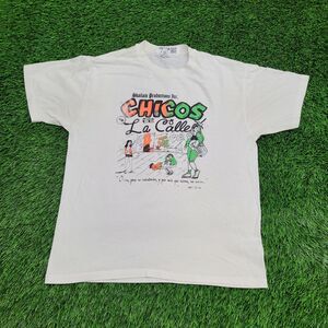 Vintage 90s Chicos De-La-Calle Shirt Large 21x26 White Musical